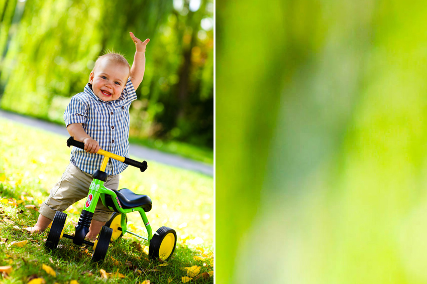 Farbfoto, Kinderfotografie mit Dreirad